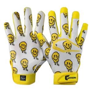 Cutters Game Day Receiver Gloves Youth Smile Faces L XL NWT